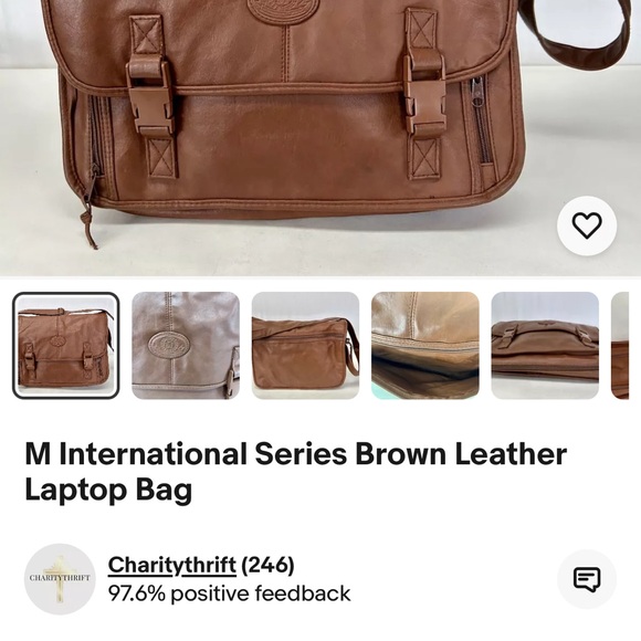 M International Women’s Brown Leather Backpack - Picture 9 of 12